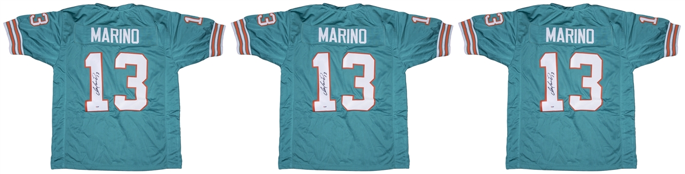 Lot of (3) Dan Marino Signed Miami Dolphins Home Jerseys (PSA/DNA)